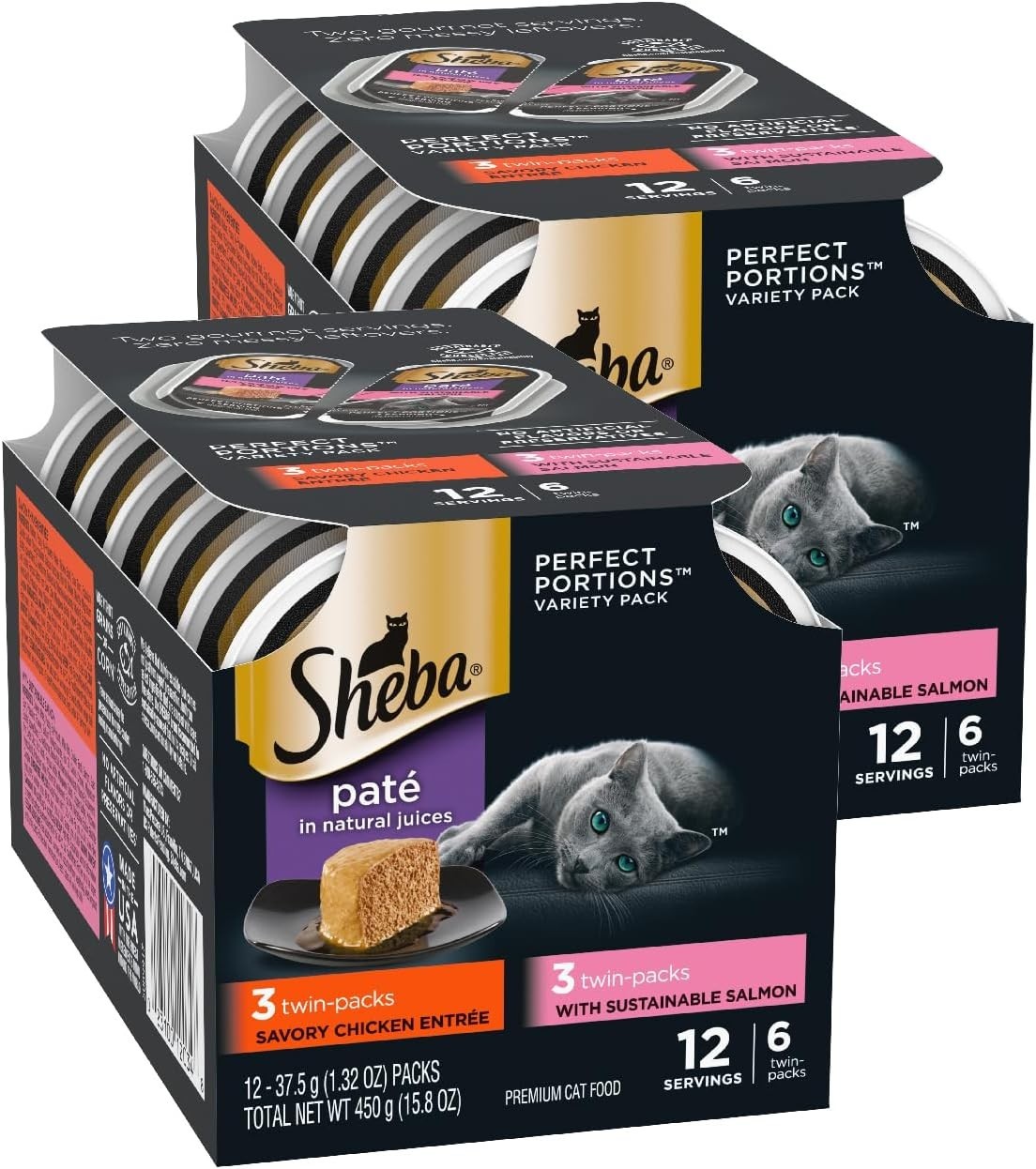 Perfect Portions Wet Cat Food Pate, Chicken Entree and with Sustainable Salmo…
