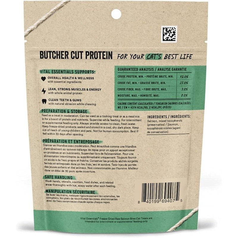 Freeze-Dried Salmon Bites Cat Treats Raw Protein Grain Free All Life Stages