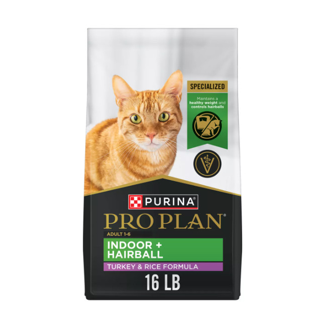New w/ Purina Pro Plan Indoor Hairball 16 lb Turkey & Rice Adult Dry Cat Food