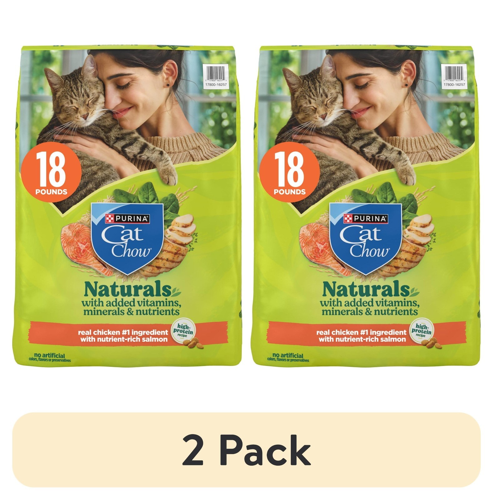 (2 pack) Purina Cat Chow Naturals Chicken Flavor Dry Cat Food, 18 lb Bag