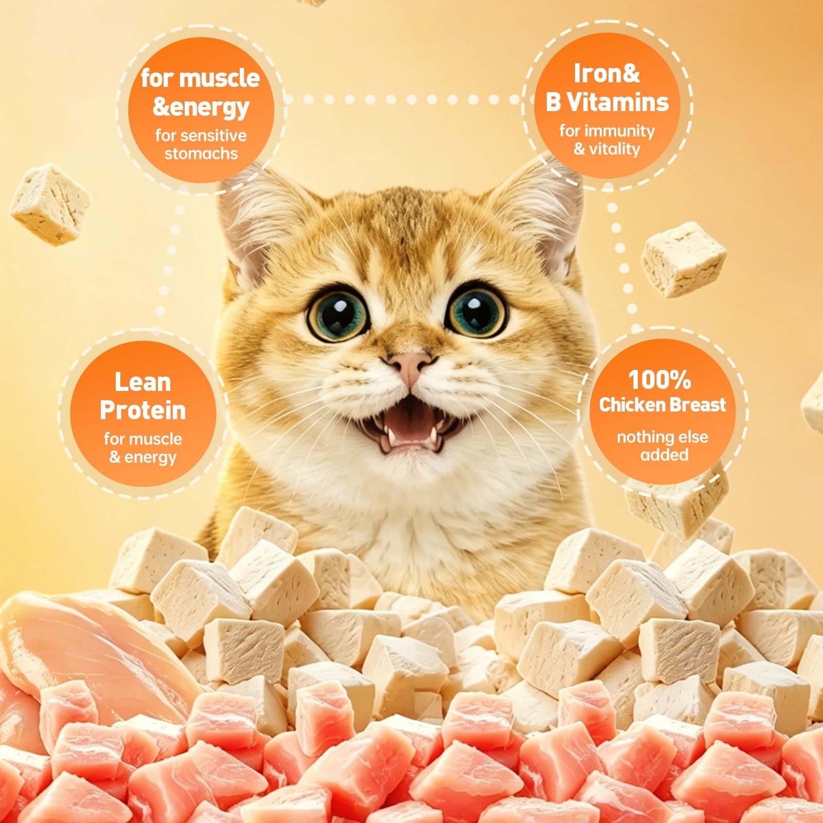 HECILI Freeze Dried Chicken Breast Cats & Dogs 0.44 Fl Oz (Pack of 1)