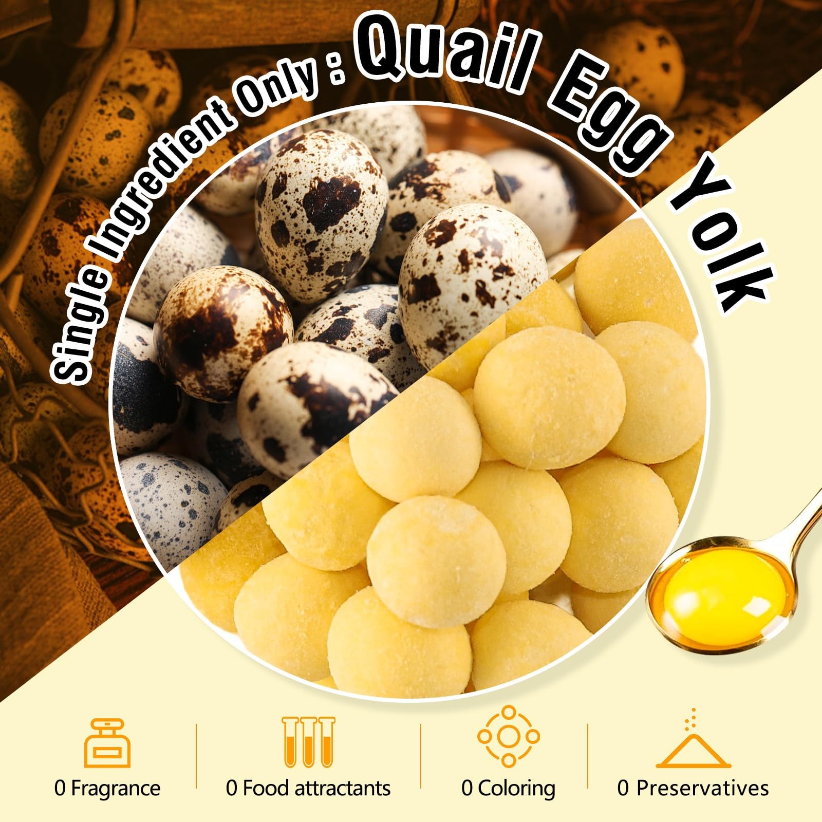 3.52oz/100g Freeze Dried Quail Egg Yolk, Cat and Dog Treats, Single Ingredien…