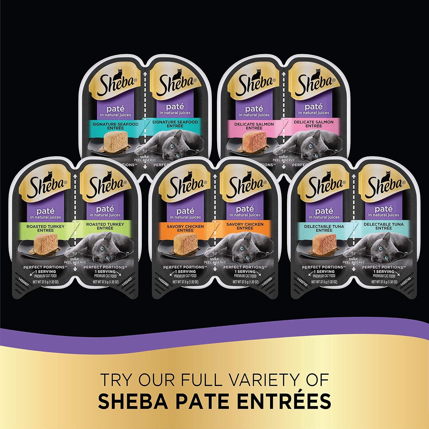 Sheba Perfect Portions Wet Cat Food Trays, Variety Pack 96 Servings., 2.6 oz.