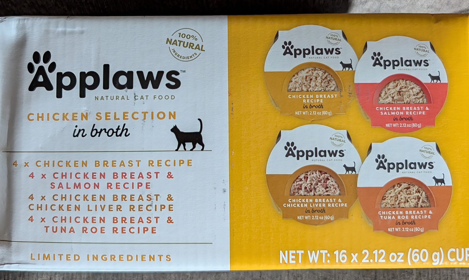 🐈‍Applaws Natural Wet Cat Food in Broth, Limited 100% Natural 2.12 Oz Box Of 16