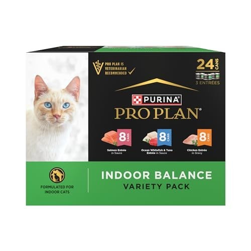 Indoor Cat Food Variety Pack – Chicken, Salmon, Tuna & Whitefish Wet Entrees – 2