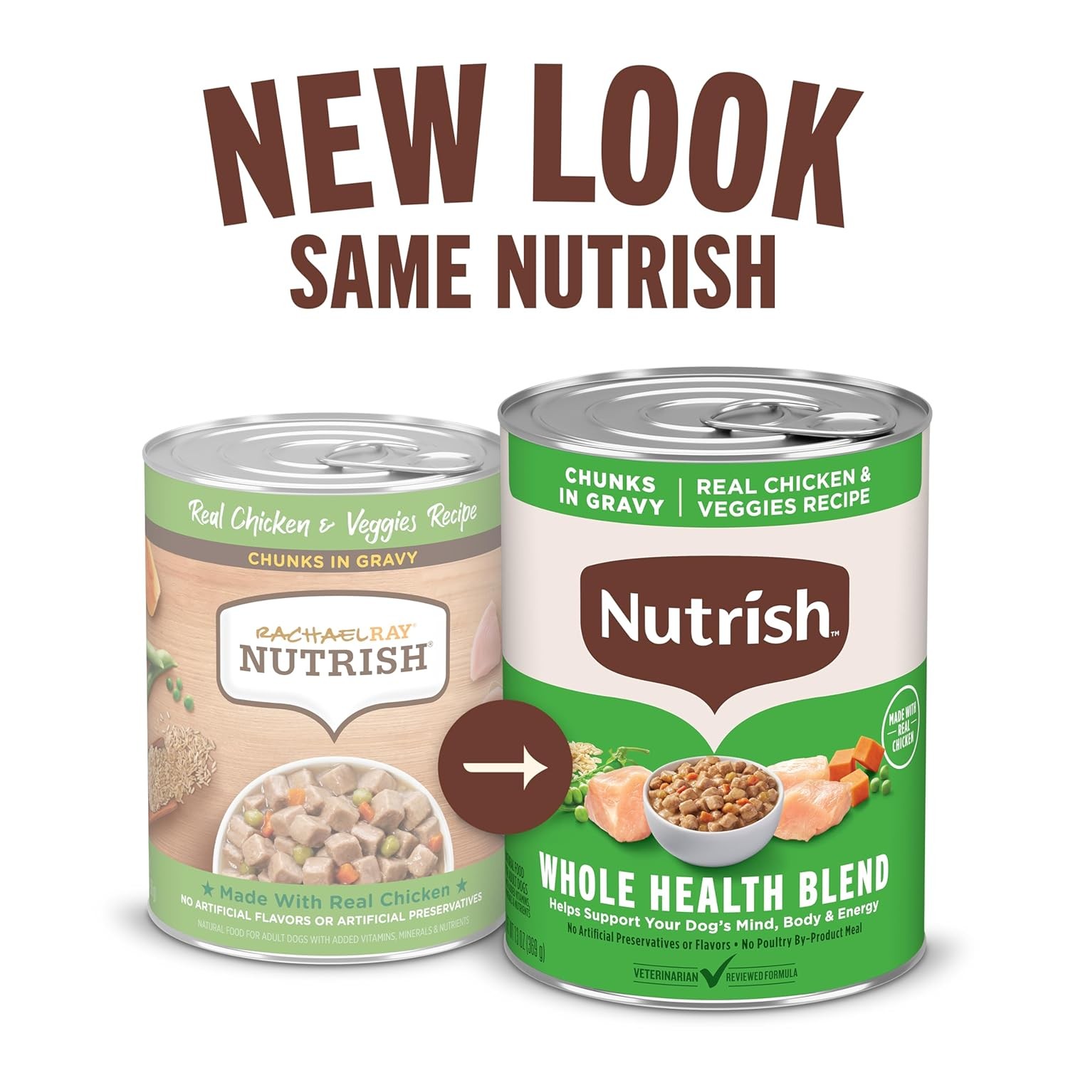 Nutrish Rachael Ray Wet Dog Food Chunks in Gravy Real Chicken & Veggies Recipe,