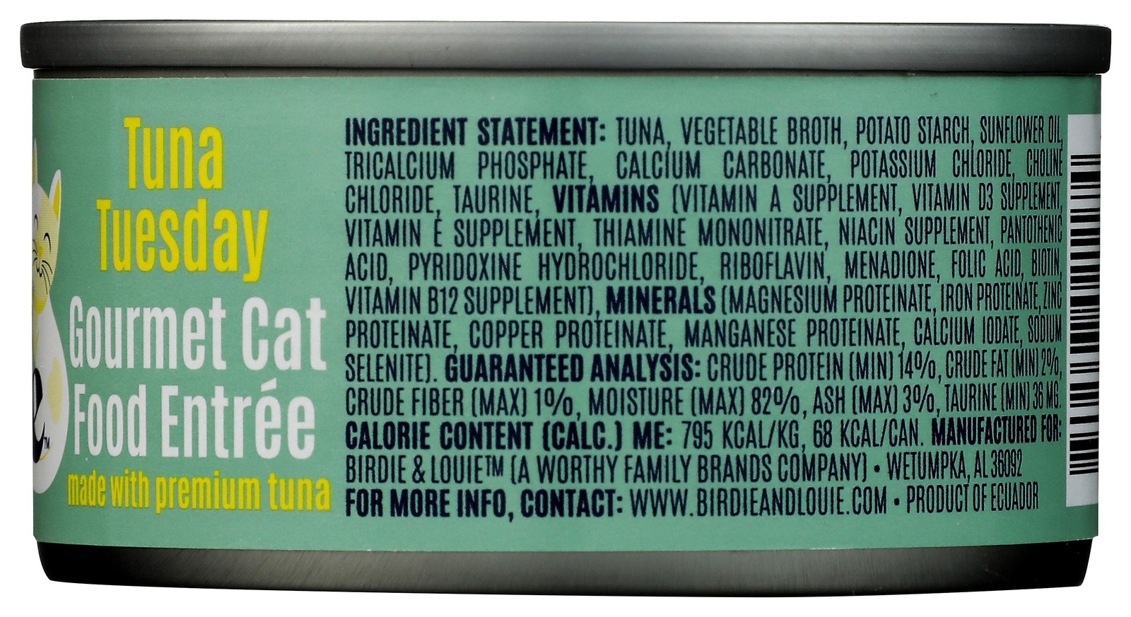 Birdie & Louie Tuna Tuesday Cat Food Gourmet Entree 3 Oz Can Wet 12 Pack
