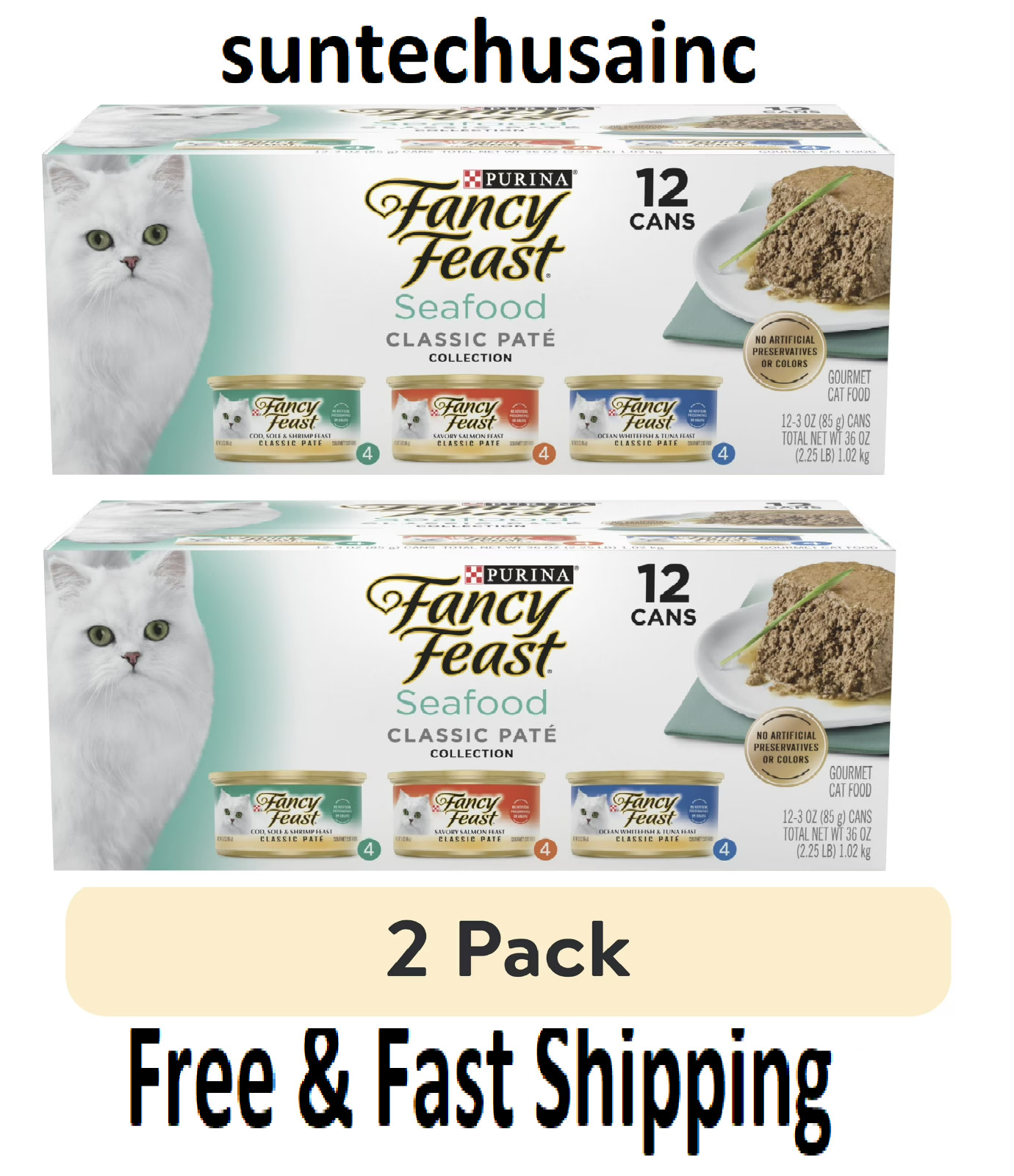 Seafood Classic Pate Collection Grain Free Wet Cat Food 3 oz Can (24 Cans Total)