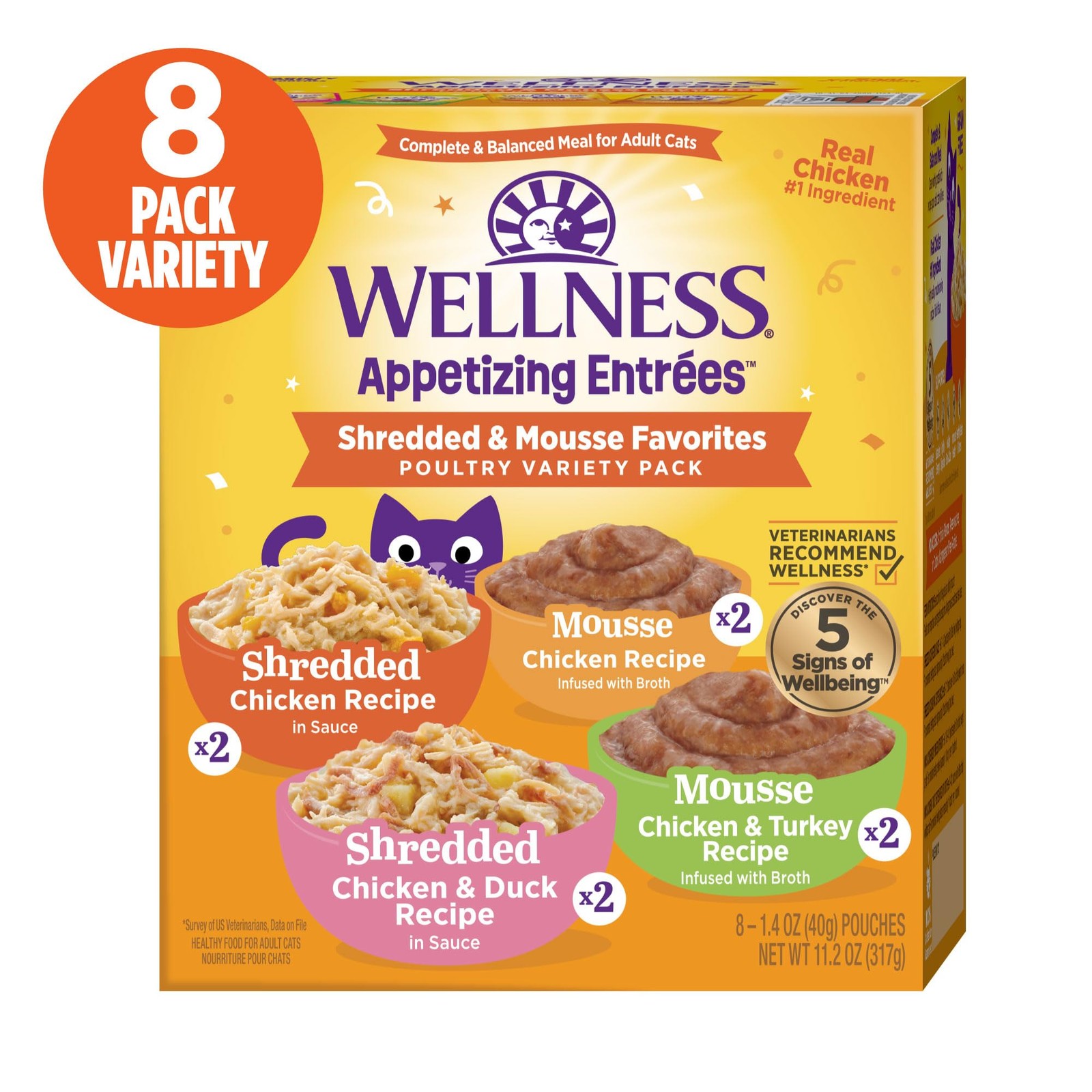 Appetizing Entrées Shredded & Mousse Adult Wet Cat Food Natural Protein-Rich …