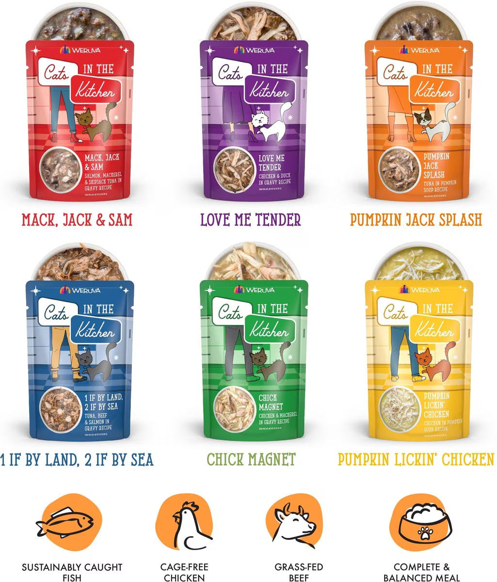 Weruva Cats in the Kitchen Variety Pack Grain Free Cat Food 12 Pouches 3oz