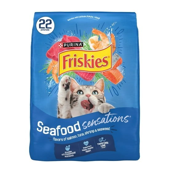 Friskies Seafood Sensations Dry Cat Food Salmon Tuna Shrimp 22 lb Bag 2 Pack