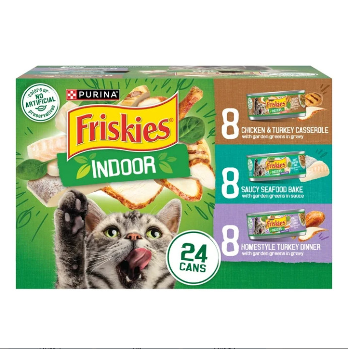 (2 pack) Friskies Indoor Variety Pack Canned Cat Food, 5.5-oz, case of 24