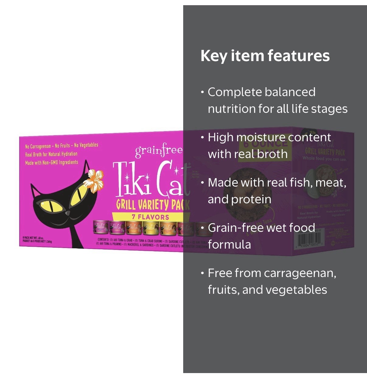 Tiki Cat Grill Tuna Crab Surimi Wet Cat Food 6oz (8-Pack) High Protein Non-GMO