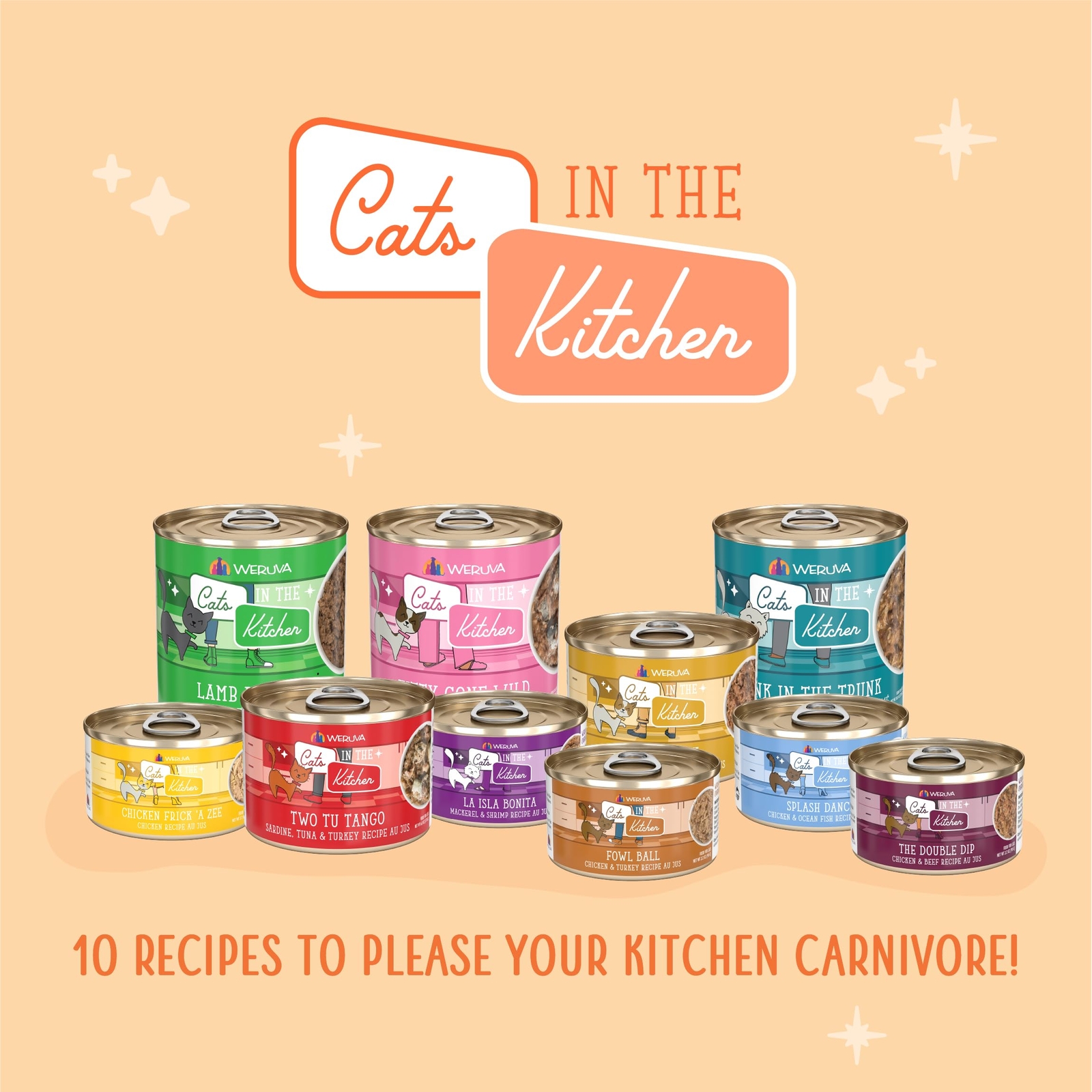 Weruva Kitchen Cuties Variety Pack Grain Free Cat Food 3.2oz Pack of 12 Cans
