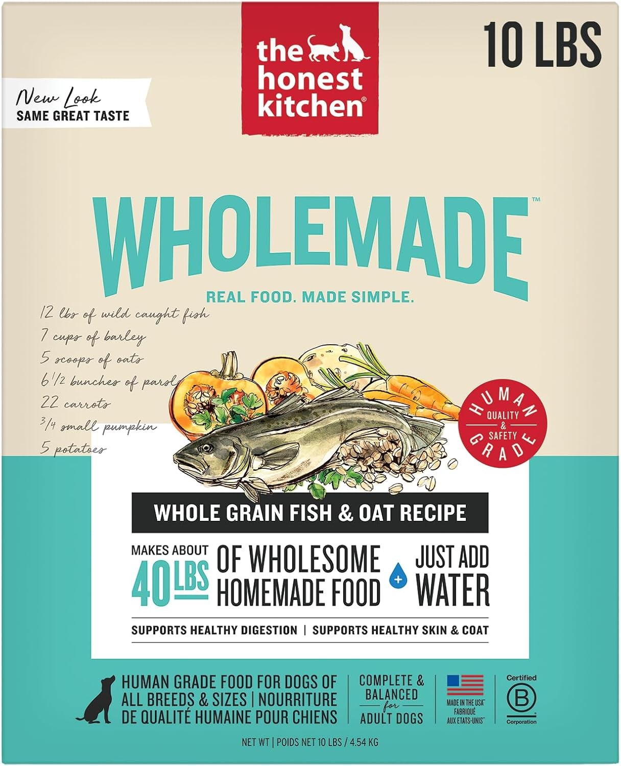 The Honest Kitchen Human Grade Wholemade™ Dehydrated Dog Food, Whole Grain Fish