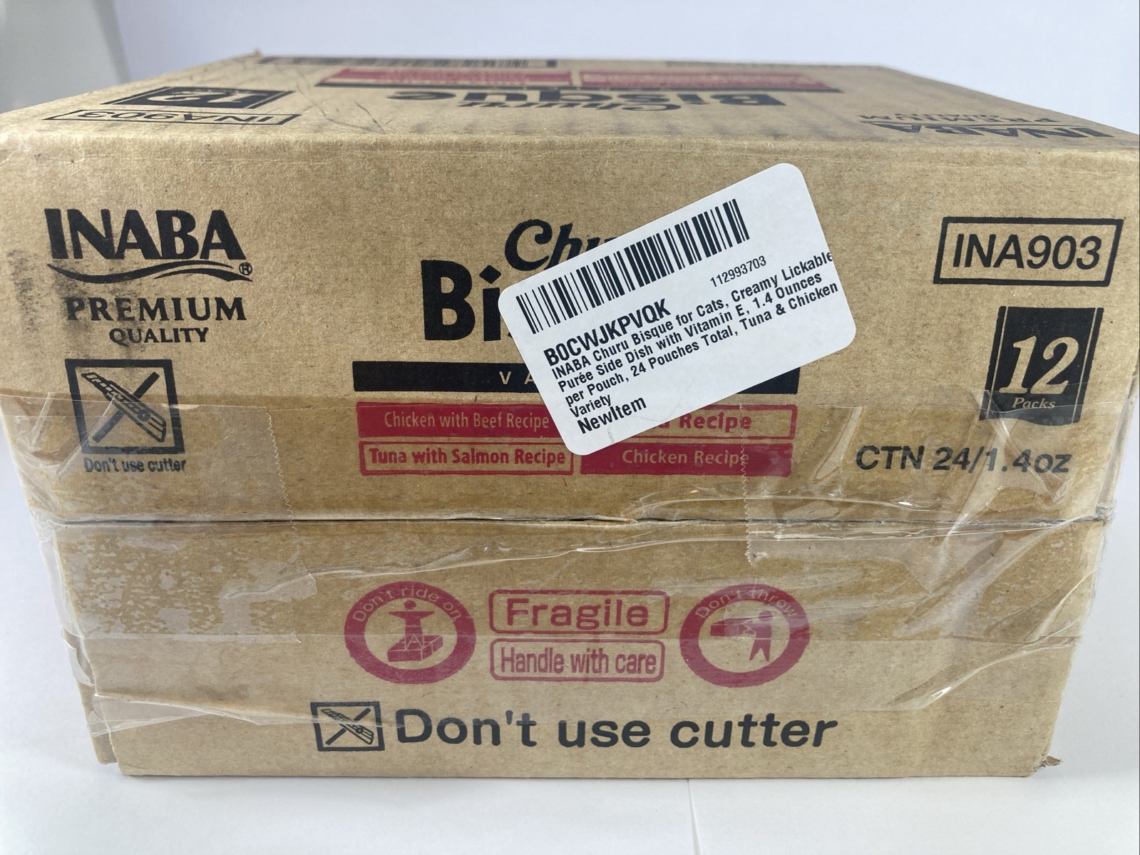 INABA Churu Bisque for Cats, Purée Side Dish Variety Pack of 24 Total Chick/Tuna