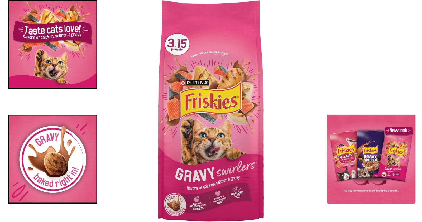 Purina Gravy Swirlers: 3.15 lb Chicken & Salmon Dry Cat Food for Healthy Skin