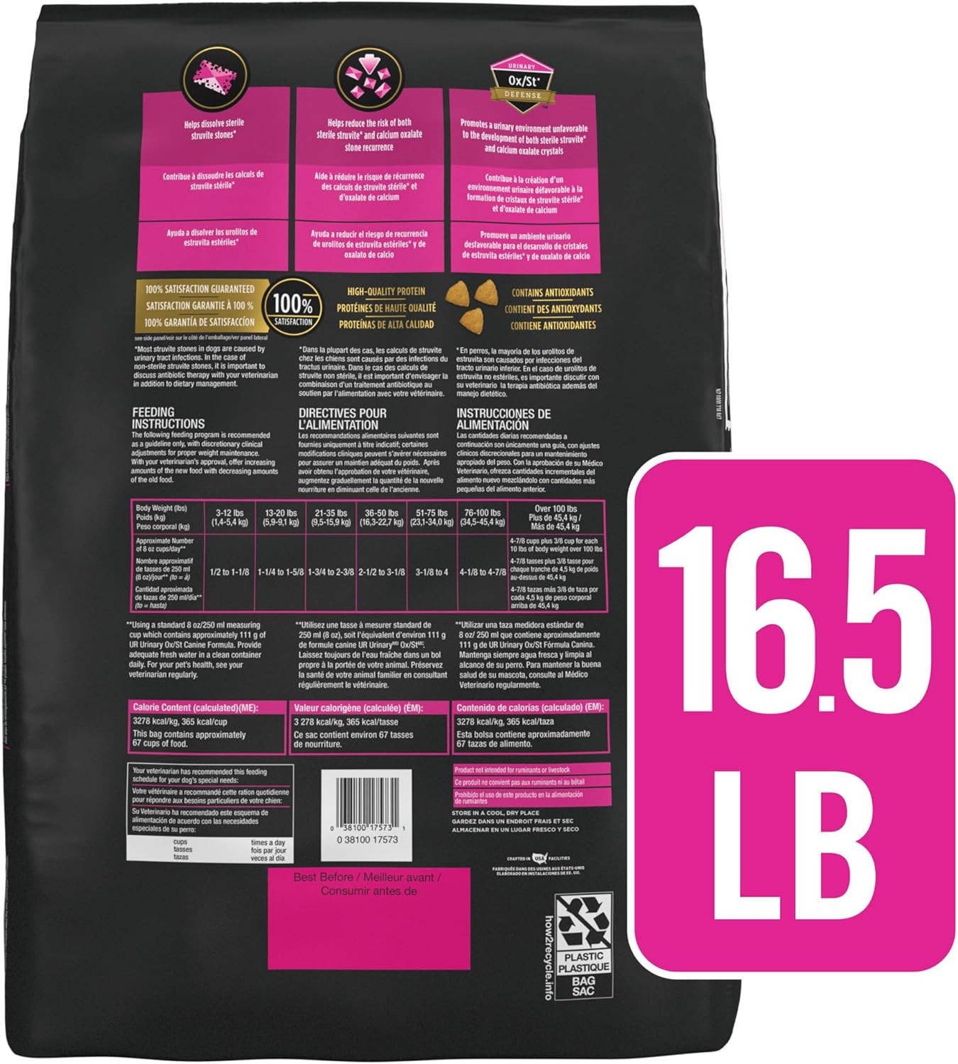Purina UR Urinary Ox/St Canine Formula Dog Food Dry Kibble – 16.5 Lb. Bag