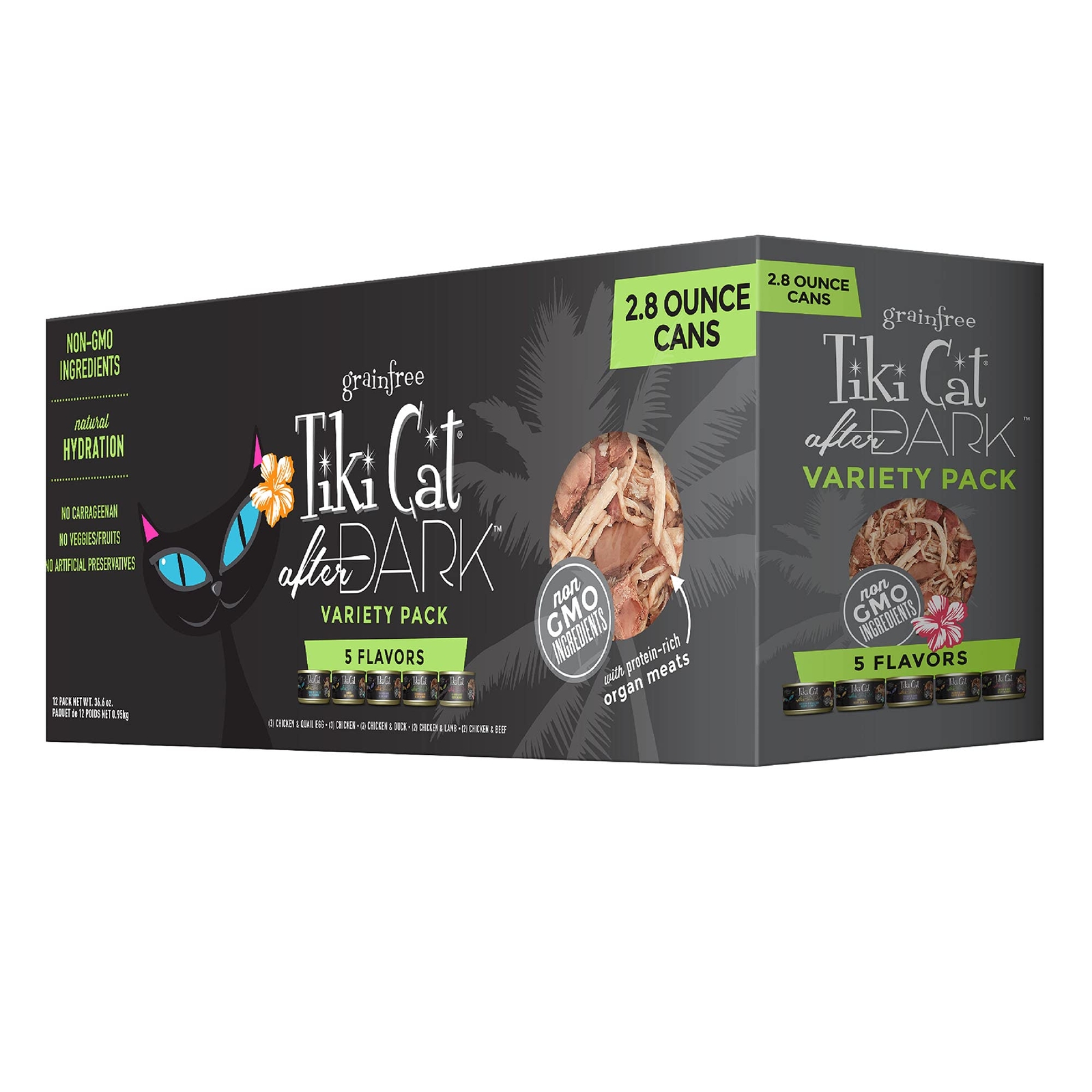Tiki Cat After Dark Wet Grain Free Cat Food 2.1 Pound Variety Pack