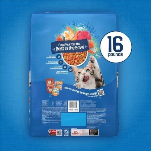 Purina Friskies Dry Cat Food 16 lb | Seafood Sensations with Salmon Tuna Shrimp