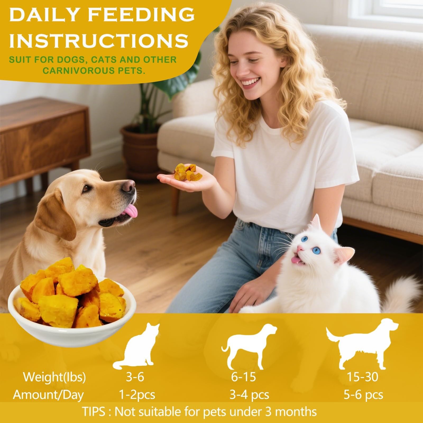 JADINGSFARM Freeze Dried Egg Yolk Cat & Dog Treats, 7 Ounce (Pack of 1)