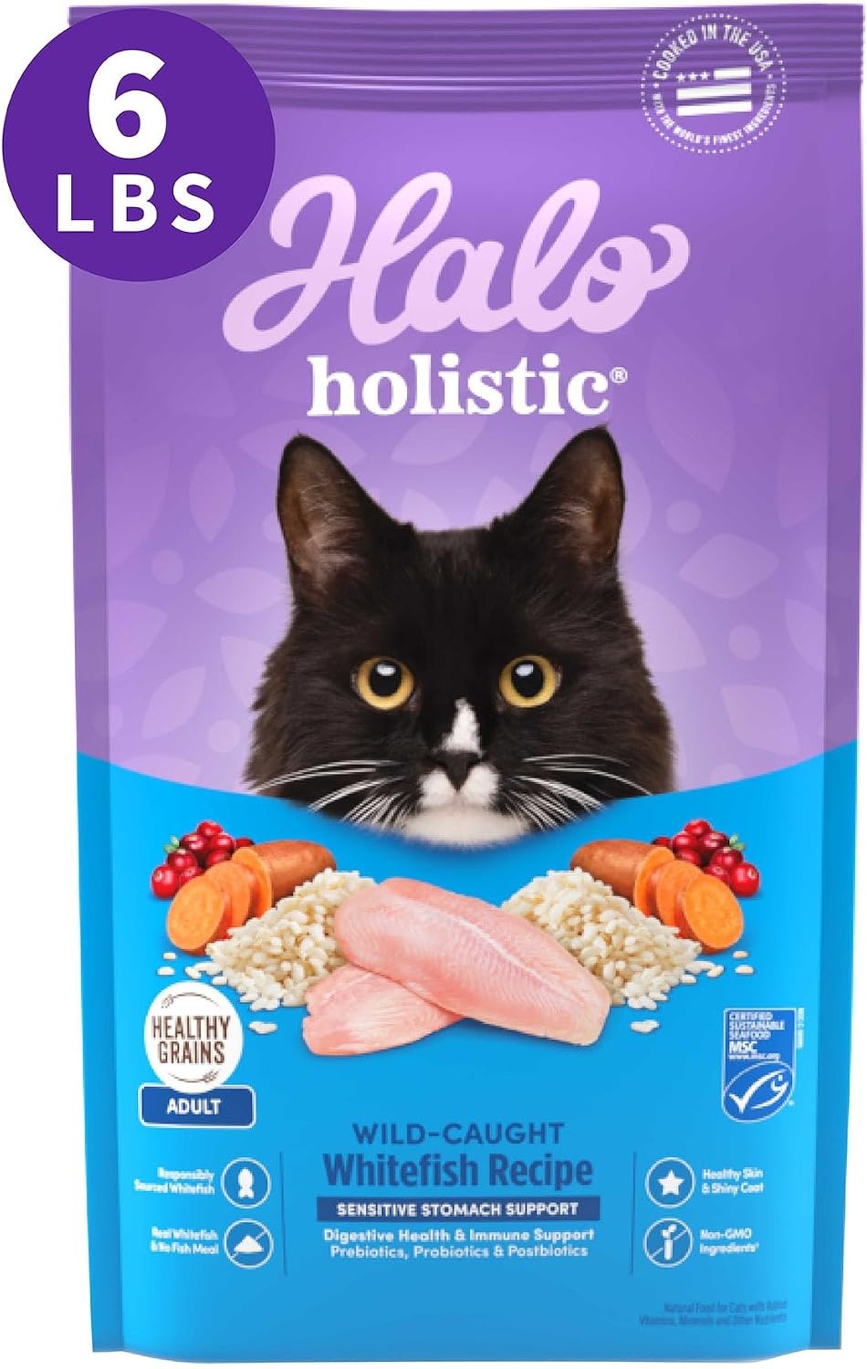 Holistic Dry Cat Food Sensitive Stomach Wild-Caught Whitefish Natural Adult Cat