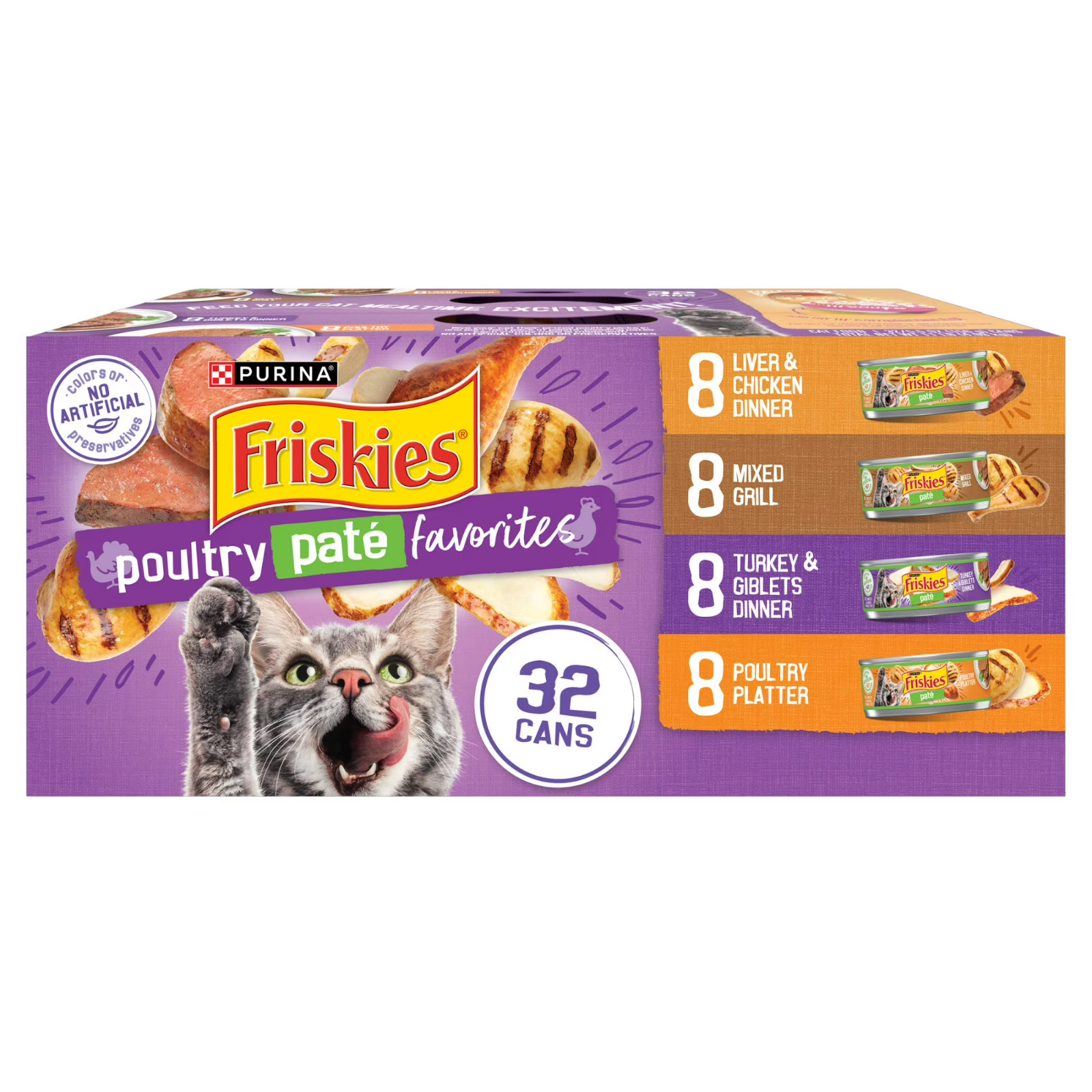Purina Friskies Pate Wet Cat Food Poultry Variety Pack 5.5 oz Cans 32-Pack