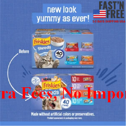 (2 pack) Purina Friskies Shreds Gravy, Wet Cat Food, 5.5 oz Cans, 40 Pack, NEW