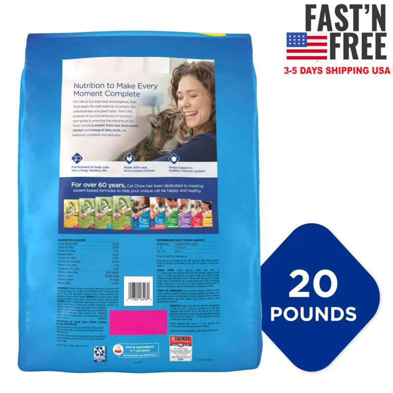 2 Packs Purina Cat Chow Complete High Protein Dry Cat Food with Chicken – 20 lb