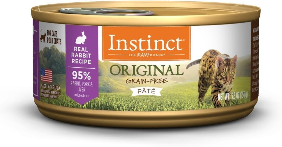 High Protein Grain-Free Wet Cat Food with Real Rabbit – 12 Cans, 5.5 oz Each