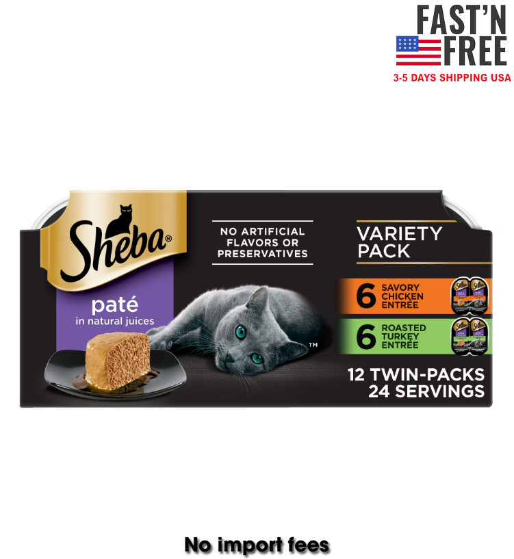 Sheba Perfect Portions Wet Cat Food Pate, 2.6 oz Twin-Pack Trays (12 Count)