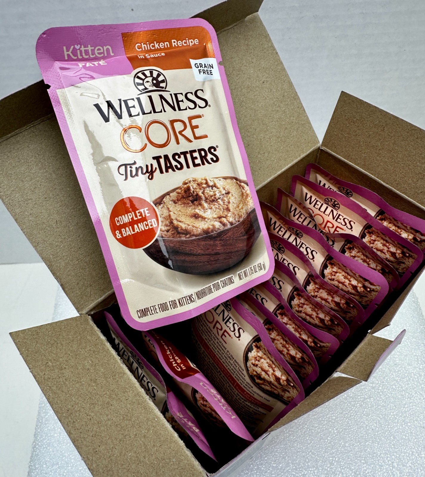Wellness Core Tiny Tasters Kitten Pate Food Chicken Recipe 12 Pouches