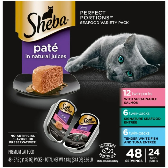 2 Bag Sheba Perfect Portions Variety Pack Wet Cat Food Pate 2.6oz Twin-Pack Tray