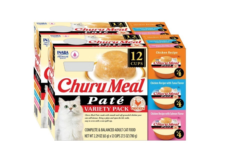 (4 Pack) INABA Churu Chowder Cat Food 2.29oz 12ct Chicken Adult Wet Meal