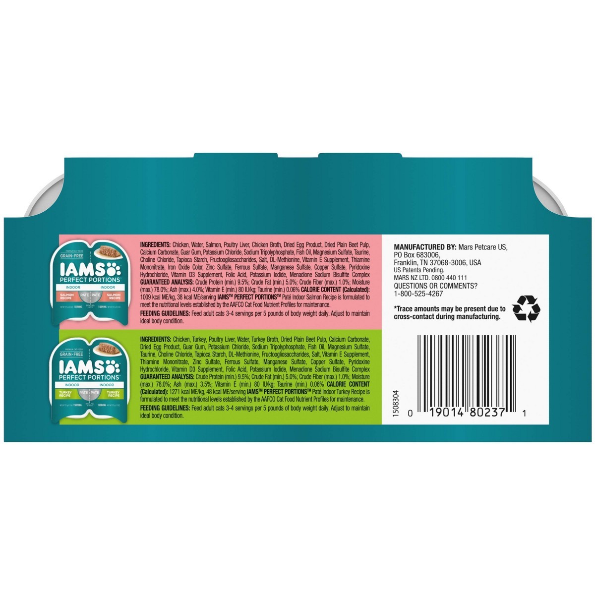 IAMS Perfect Portions Grain Free Indoor Paté Salmon Wet Cat Food – 2.6oz/12ct
