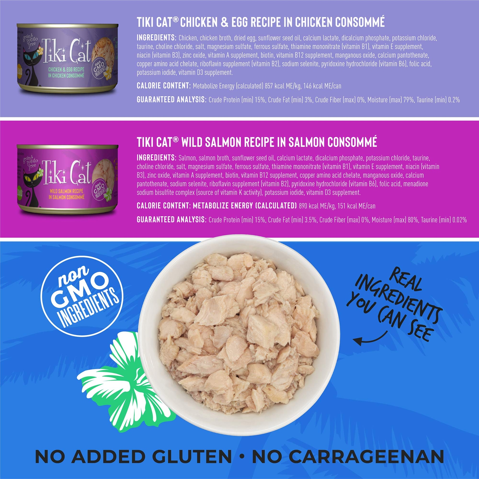 Tiki Cat Luau Grain Free Wet Cat Food Variety 8 Pack 6 Ounce Cans