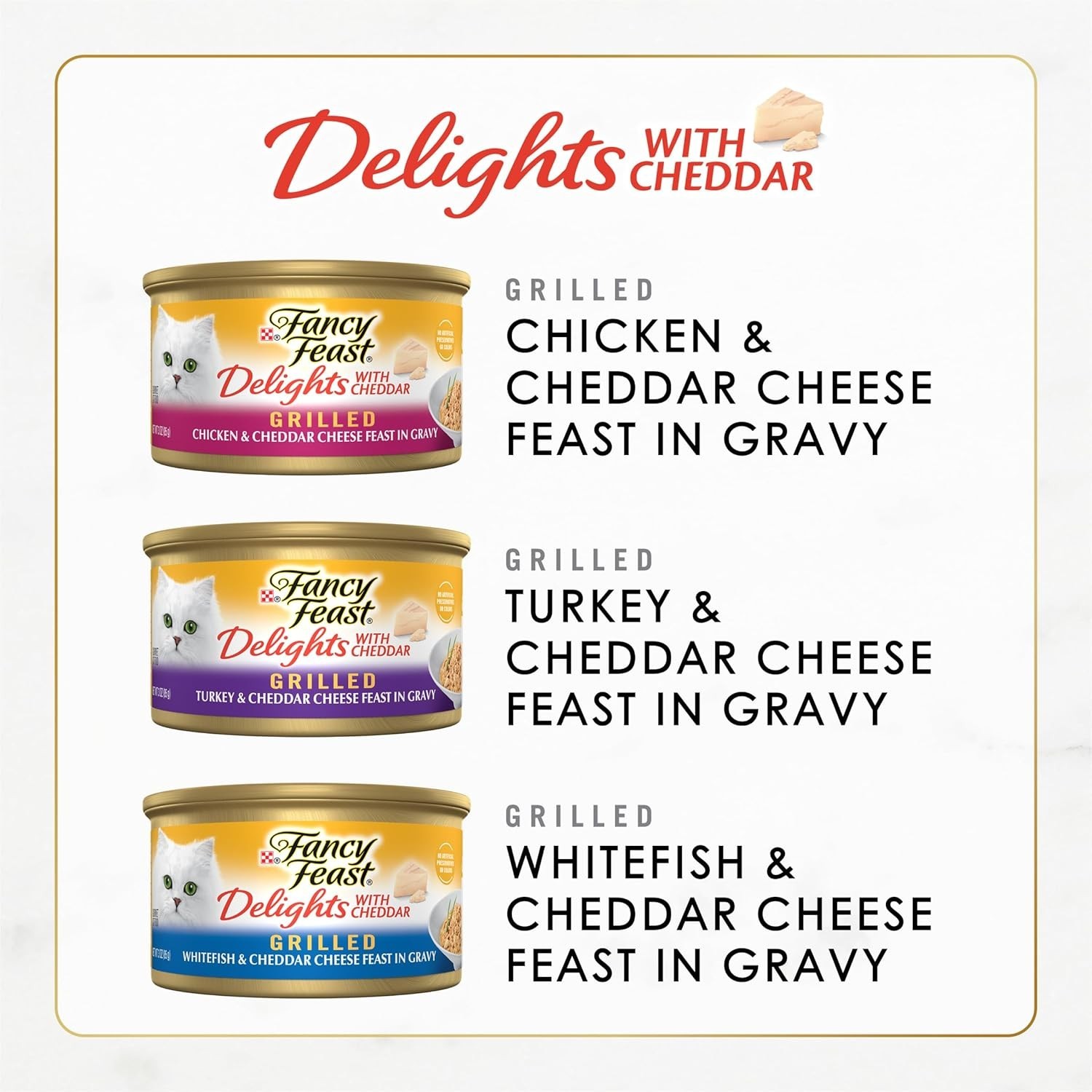 Luxury Cheddar Cat Food Feast: Grilled Variety Pack in Gravy – 24 x 3oz Cans