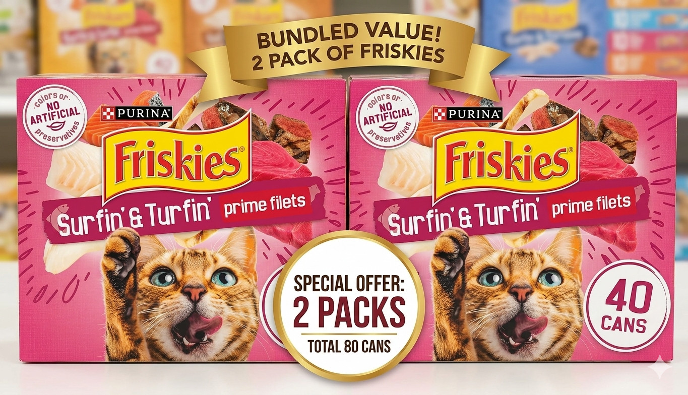 2 Pack Purina Friskies Gravy Wet Cat Food Variety Pack, Surfin’ Turfin’