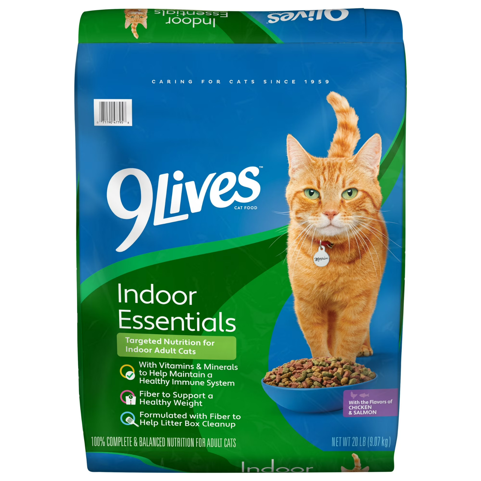 2P 9Lives Indoor Essentials Dry Cat Food for Adult Cats with Chicken Salmon 20lb