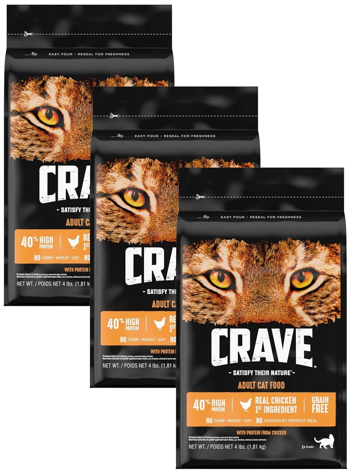 CRAVE Grain Free High Protein Dry Cat Food, Chicken, 4 lb