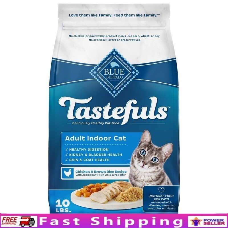 Natural Dry Cat Food Indoor Chicken Brown Rice Digestive Health 10lb Bag Adult