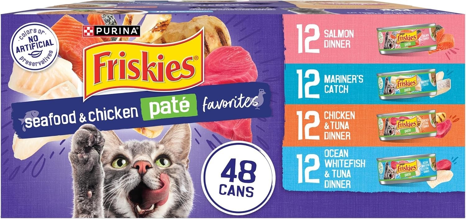 Purina Friskies Pate Wet Cat Food Variety Pack Seafood and Chicken Pate Favorite