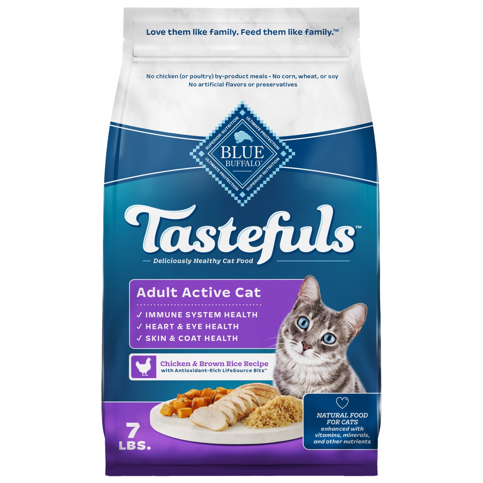 Blue Buffalo Tastefuls Dry Cat Food, Active Adult Cat, Chicken and Brown Rice