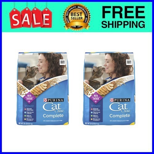 Purina Cat Chow Complete, Dry Cat Food, Chicken, 20 lb Bag x2 pack