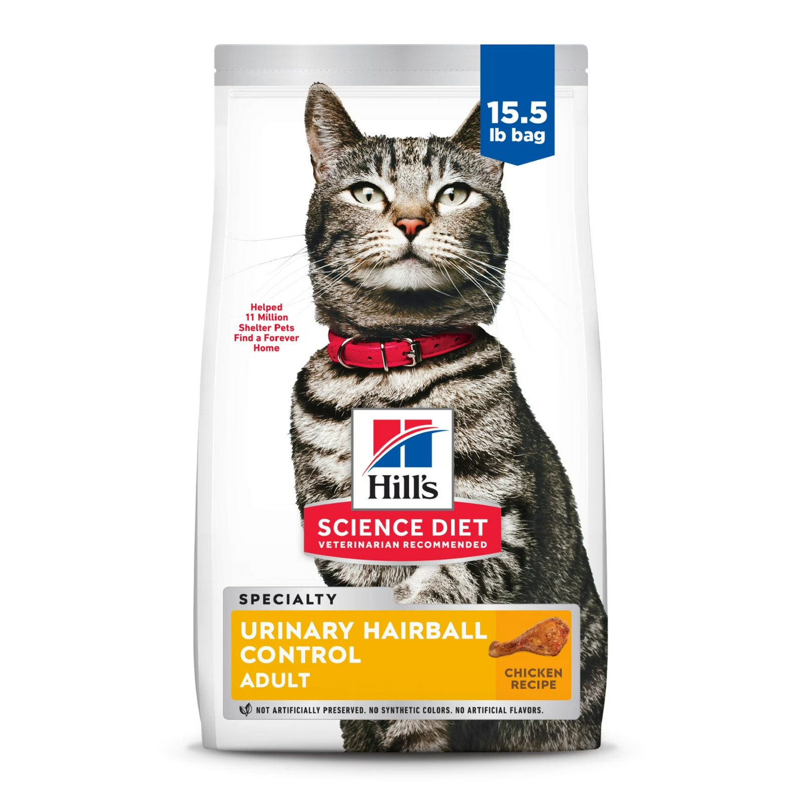 Hill’s Science Diet Adult Urinary & Hairball Control Chicken Dry Cat Food 15.5lb