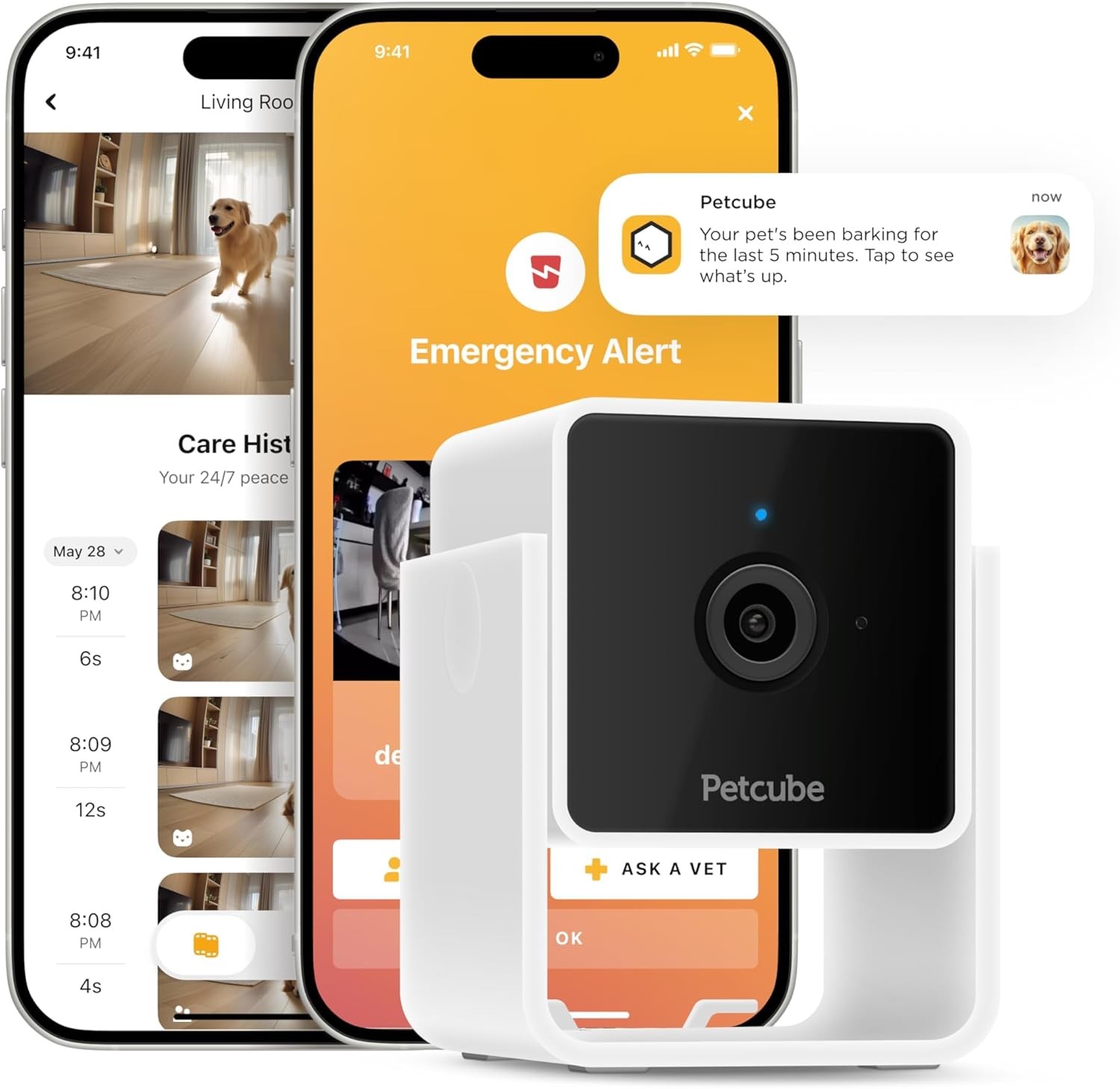 Petcube Cam | Indoor Wi-Fi Pet and Security Camera with Phone App, Pet Monitor w