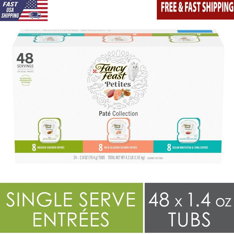 Gourmet Pate Wet Cat Food Variety Pack Real Chicken & Salmon 24 Pack 2.8oz Tub
