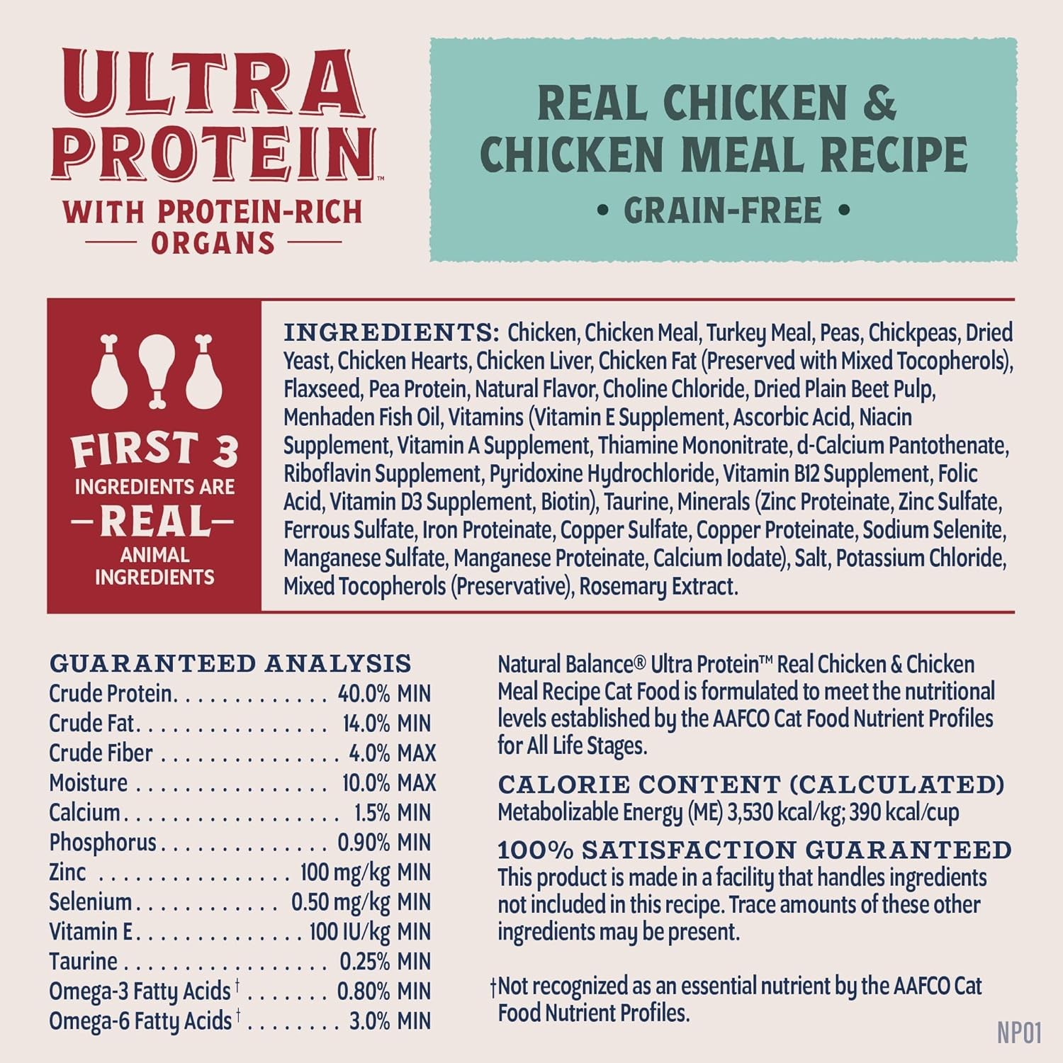Natural Balance Ultra Protein Dry Cat Food, Real Chicken 3 Pound (Pack of 1)