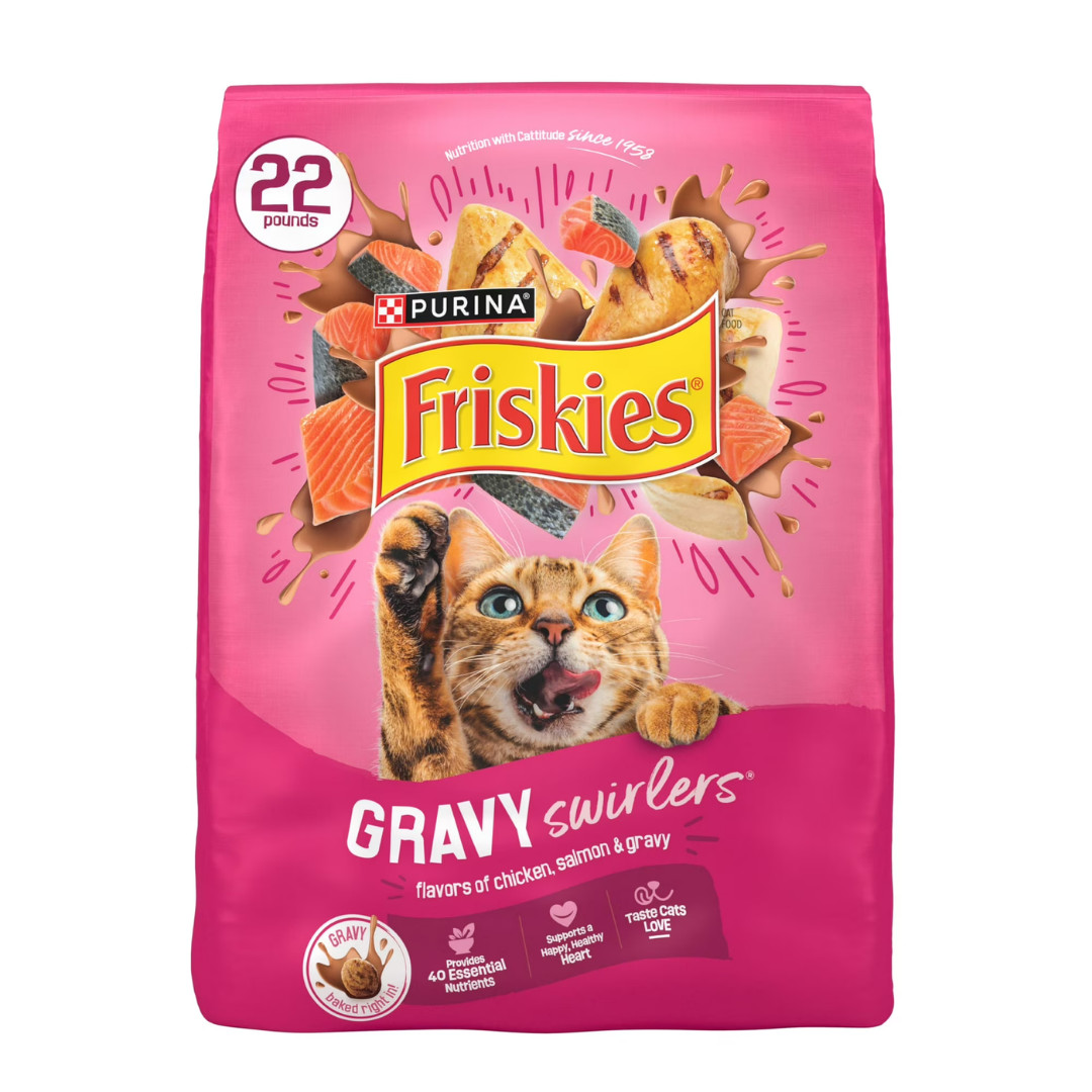 (2 pack) Purina Friskies Gravy Swirlers Dry Cat Food Flavors of Chicken,22lb Bag