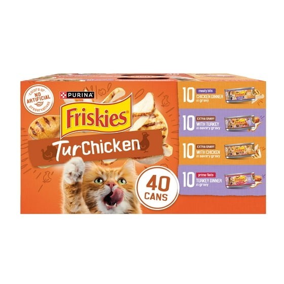 Purina Friskies Turchicken Gravy Soft Variety Pack Wet Cat Food, 5.5 oz 80 Pack